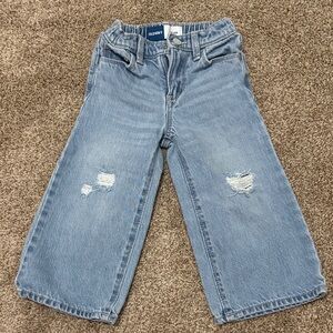 Old Navy Light Wash Distressed Wide-Leg Toddler Girl Jeans